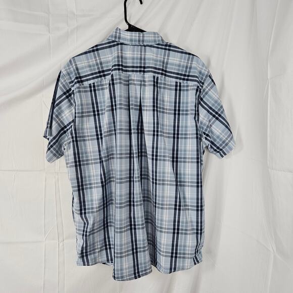 Eddie Bauer Mens Button down Short Sleeve Shirt Sz XLarge Classic Blue and White - Picture 2 of 9